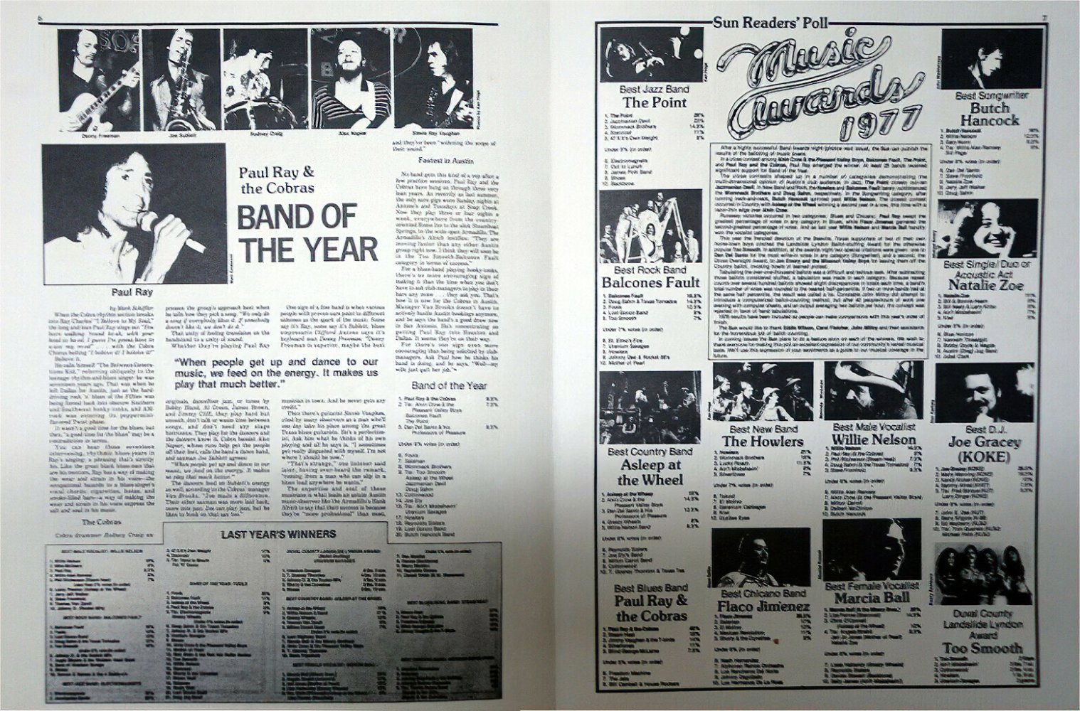 Austin Sun 1977 Band of the Year Award