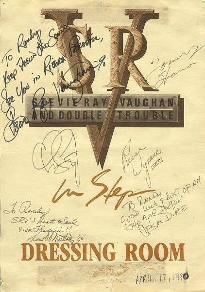 Stevie Ray Vaughan Autographed Dressing Room Sign