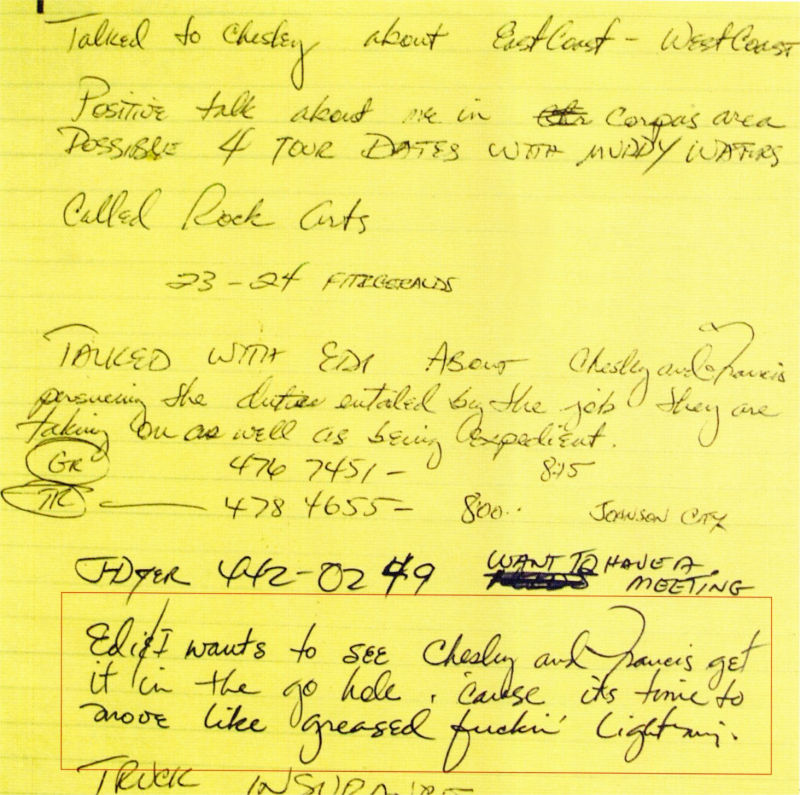 Stevie Ray Vaughan Band Management Notes