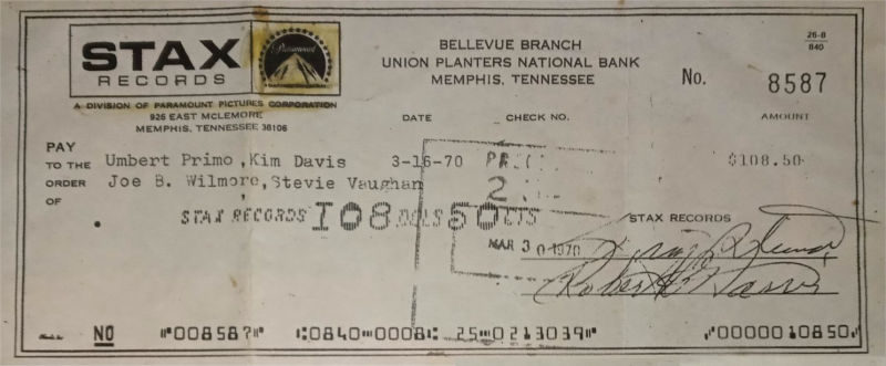 Stevie Ray Vaughan First Paycheck (Front)