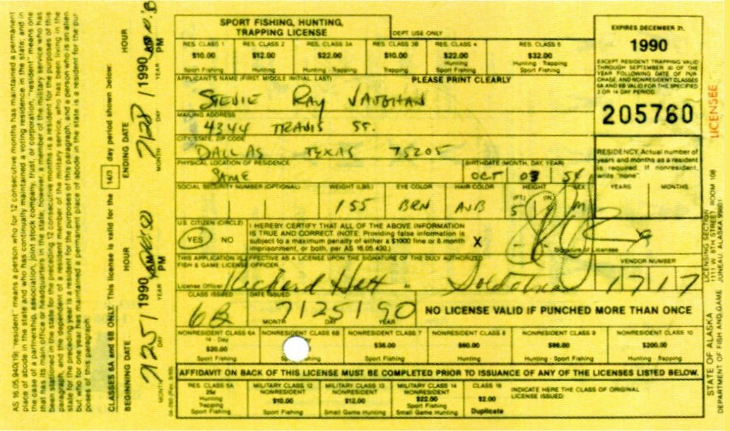Stevie Ray Vaughan Fishing License