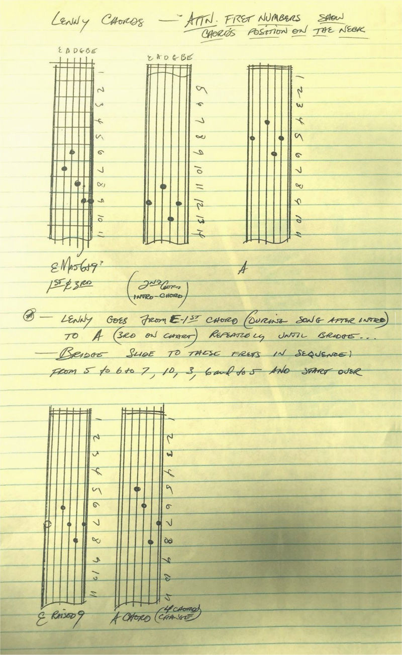 Handwritten Chord Progression for Lenny