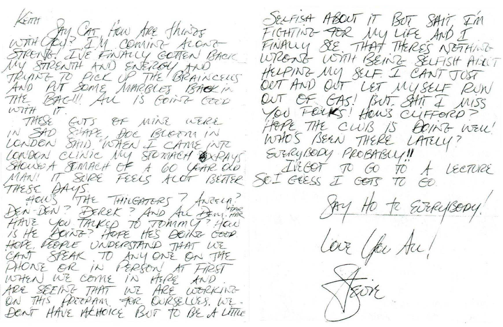 Stevie Ray Vaughan Letter from Rehab