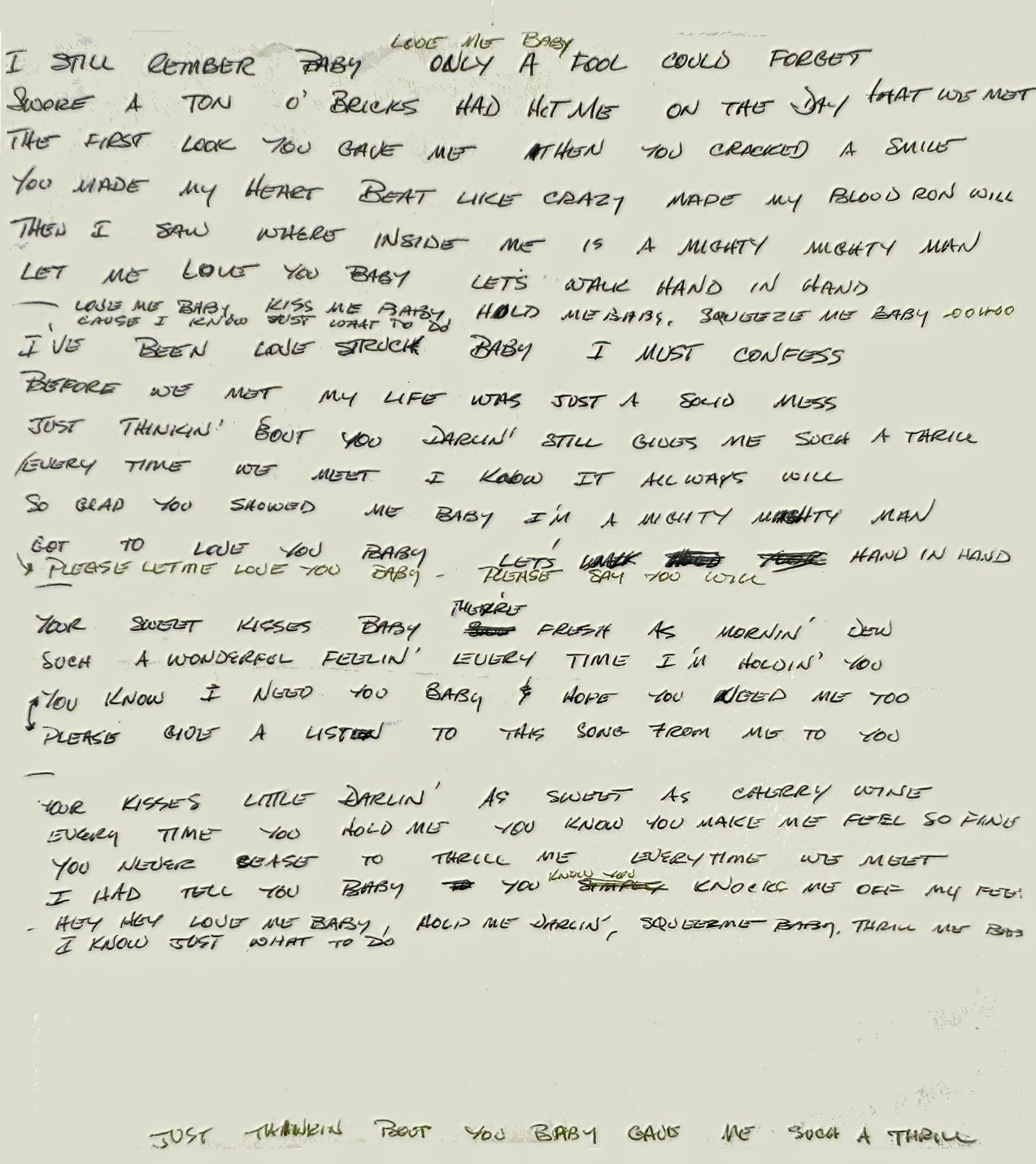 Love Struck Baby Handwritten Lyrics