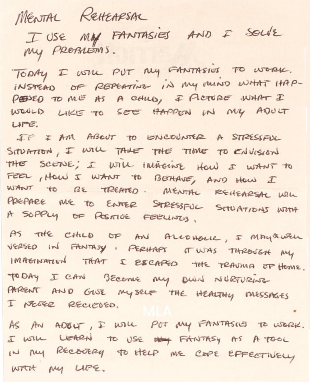 Stevie Ray Vaughan Mental Rehearsal Notes