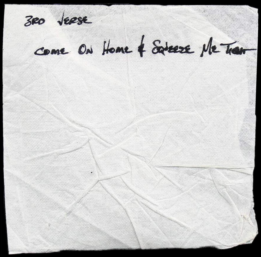 Stevie Ray Vaughan Handwritten Lyrics on Napkin