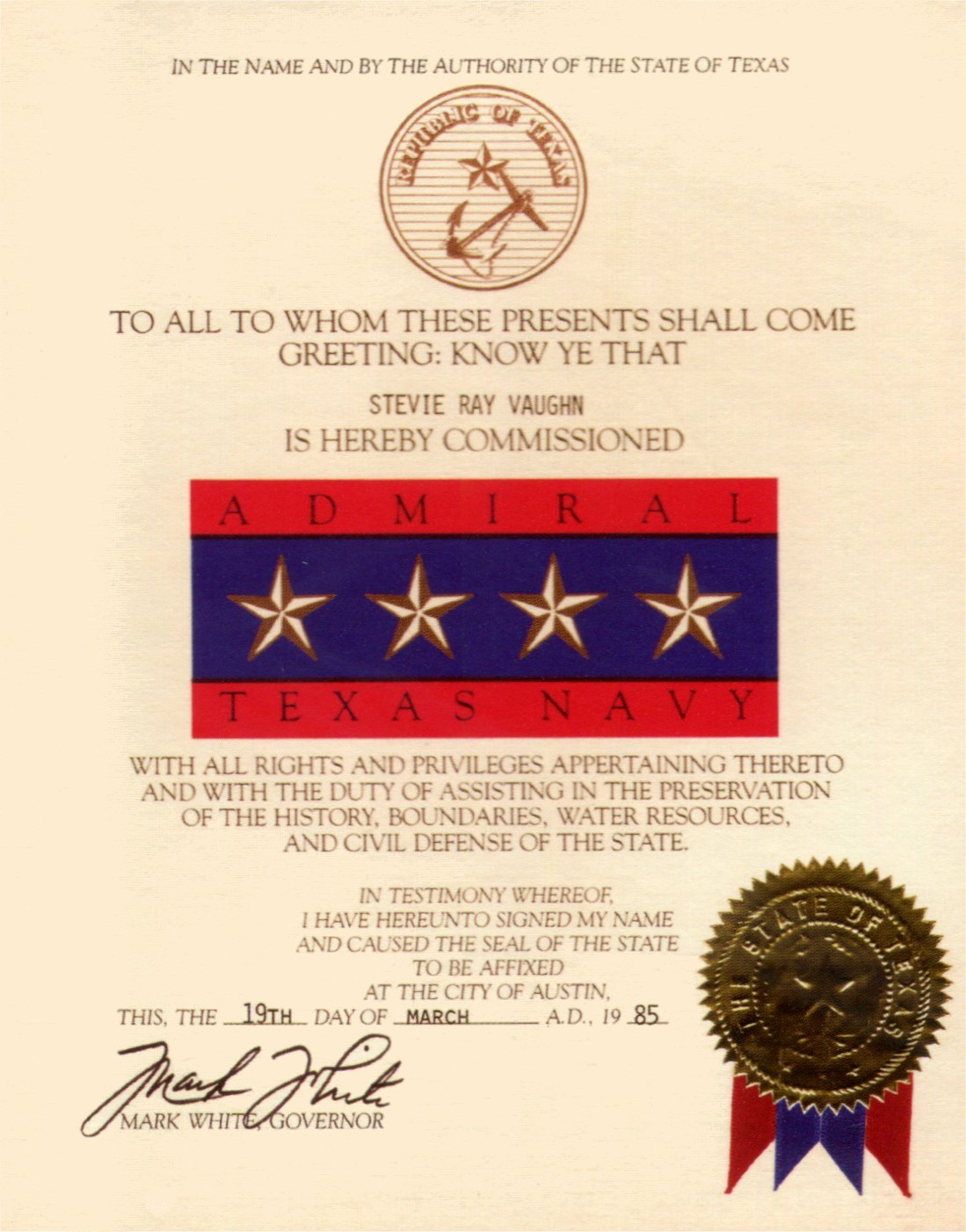 Admiral in the Navy Certification