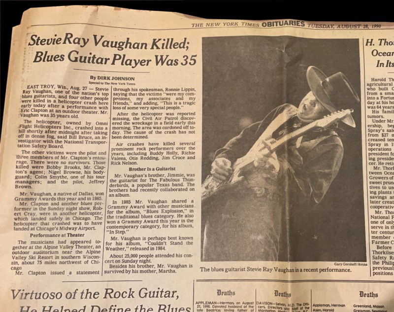 Stevie Ray Vaughan New York Times Obituary