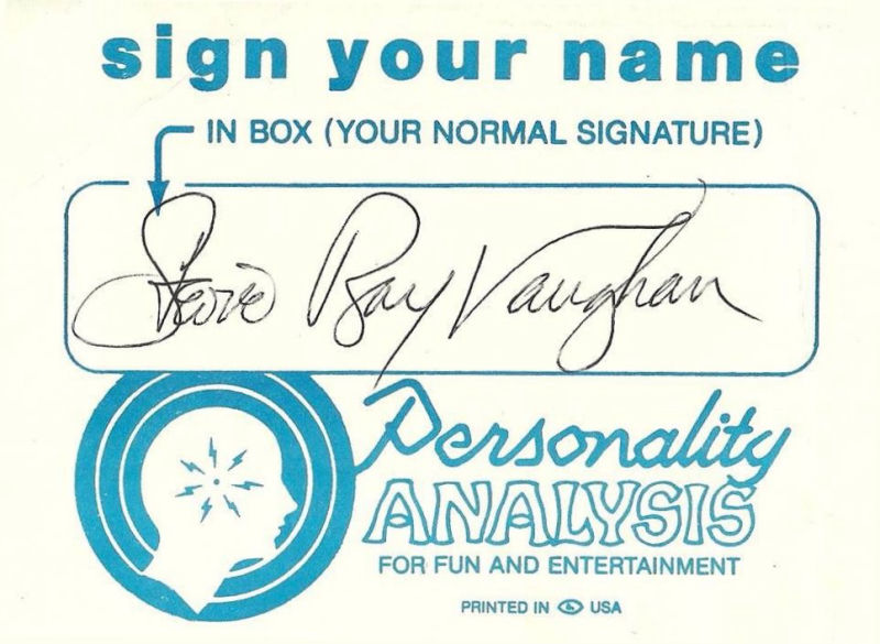 Stevie Ray Vaughan Signature Personality Test