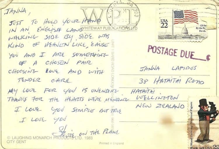 Stevie Ray Vaughan Handwritten Postcard