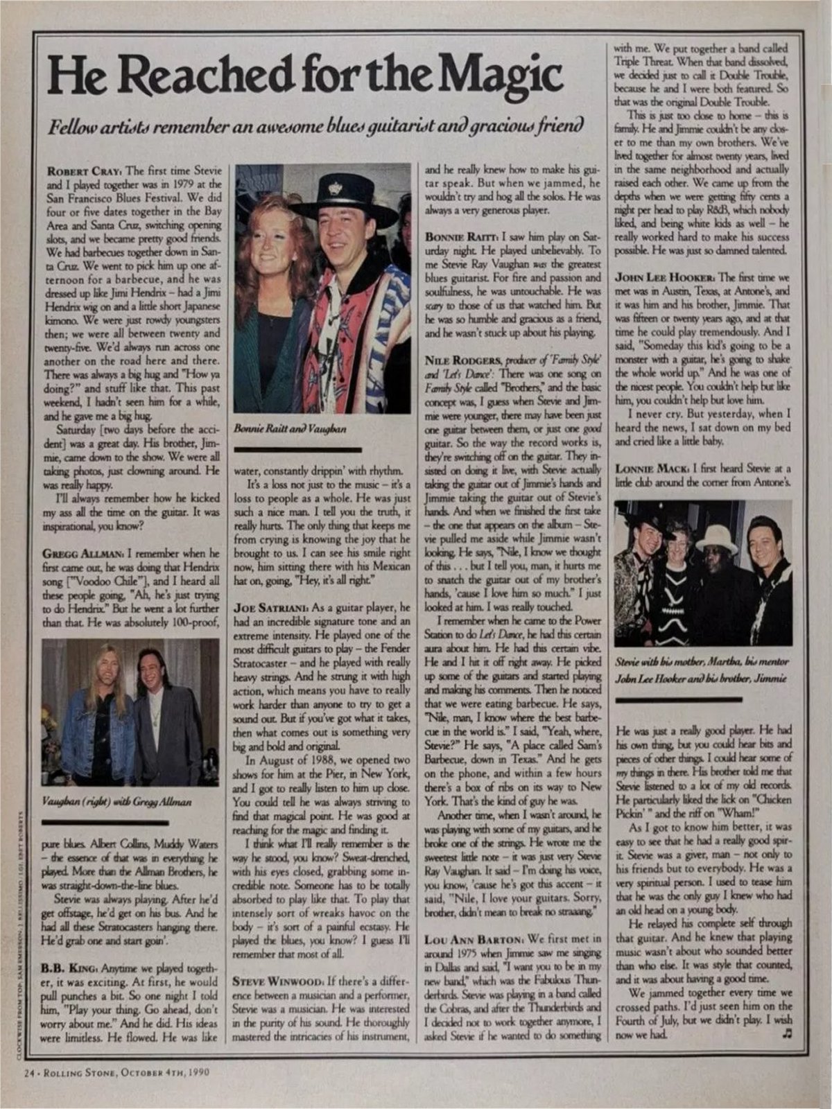 Stevie Ray Vaughan - Rolling Stone Obituary