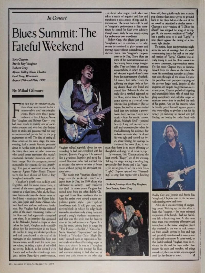 Stevie Ray Vaughan - Rolling Stone Obituary