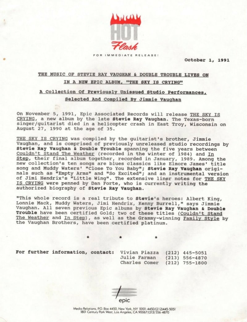 The Sky is Crying Press Release
