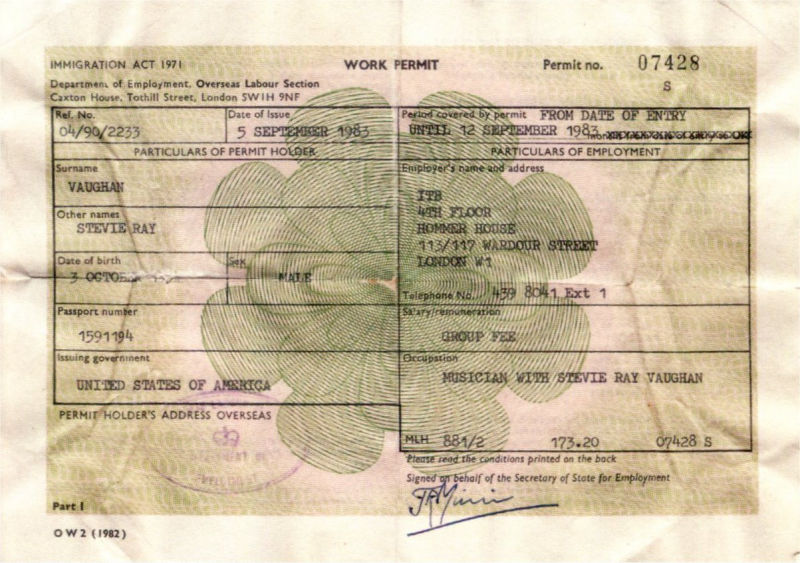 UK Work Permit for 1983