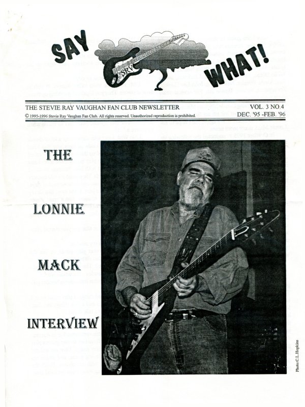 Stevie Ray Vaughan Fan Club Newsletter
