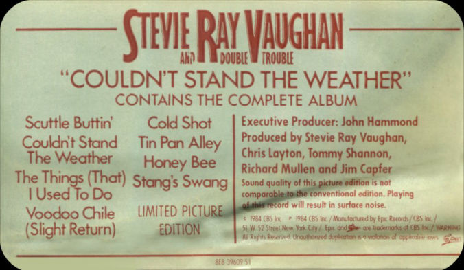 Stevie Ray Vaughan - Couldn't Stand the Weather US Picture Disc