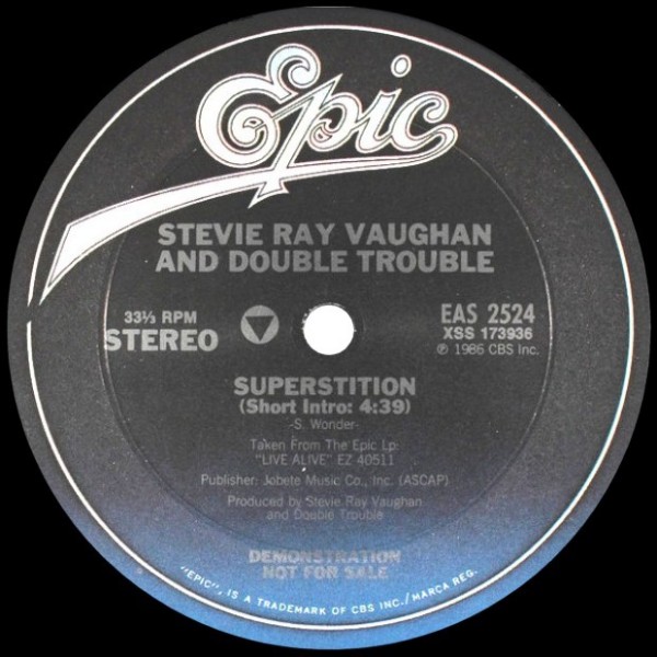 Stevie Ray Vaughan - Superstition US 12 inch Promo