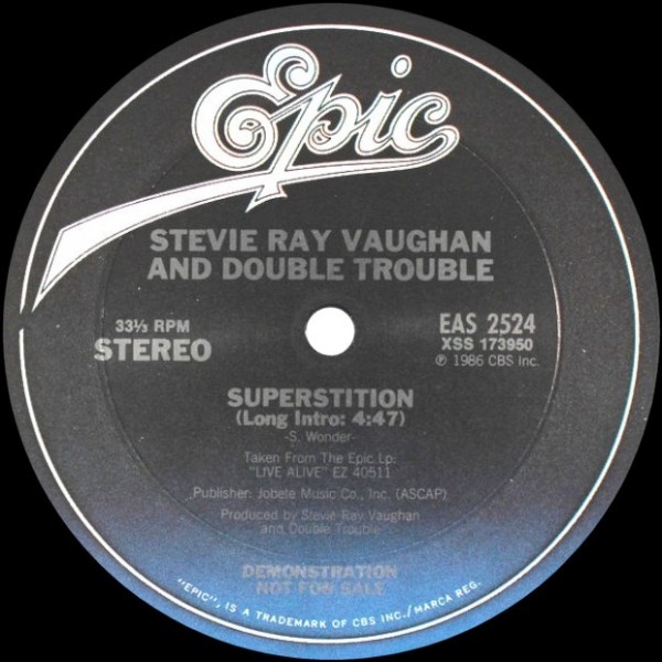 Stevie Ray Vaughan - Superstition US 12 inch Promo