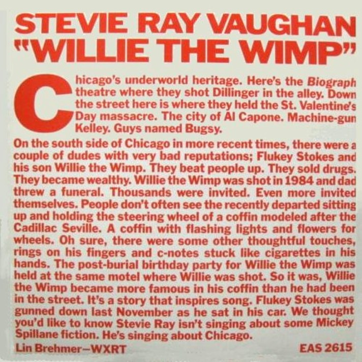 Stevie Ray Vaughan - Willie the Wimp US 12 inch Promo