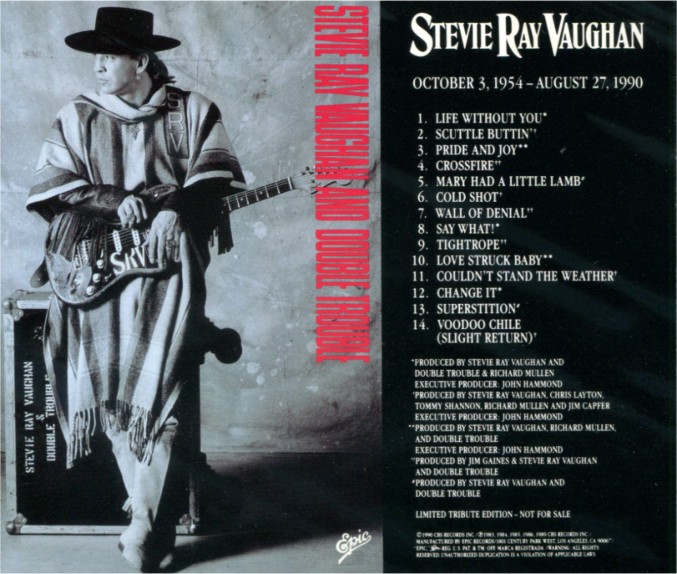 Stevie Ray Vaughan - October 3, 1954 - August 27, 1990 US Promo