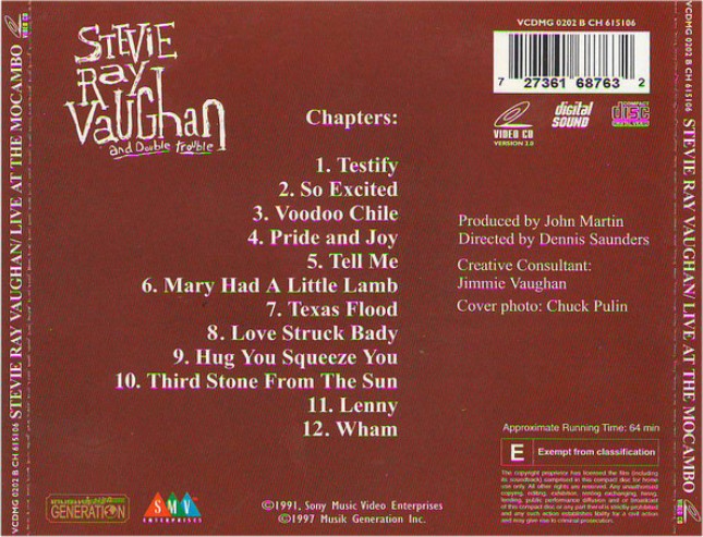 Stevie Ray Vaughan - Live at the El Mocambo Video CD