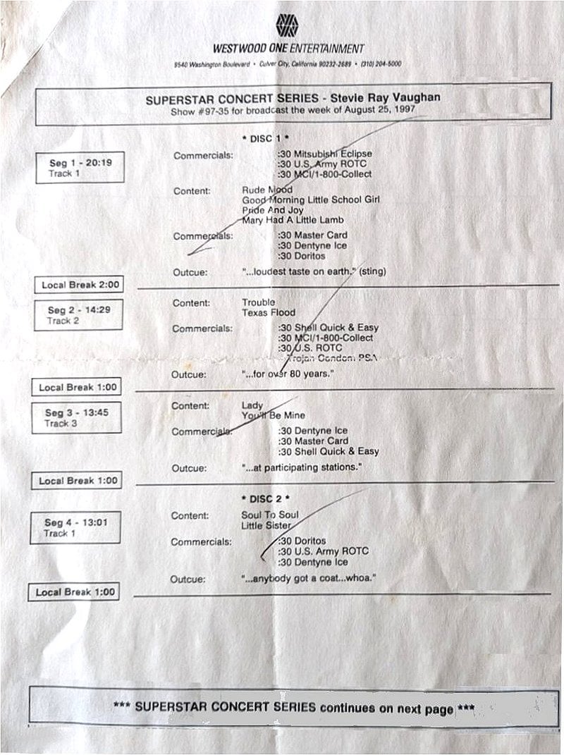 Stevie Ray Vaughan - Westwood One Radio Show 97-35