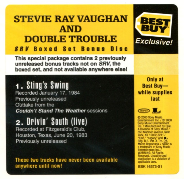 SRV Box Set Best Buy Bonus CD Single