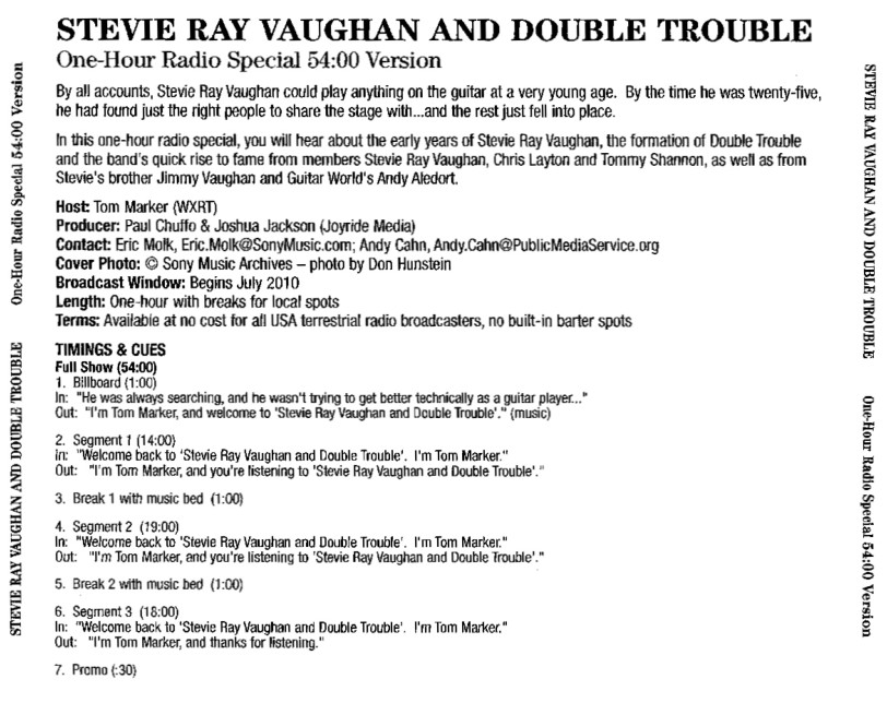 Stevie Ray Vaughan - Sony Music One Hour Radio Special