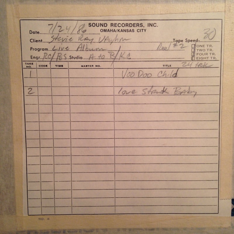 Stevie Ray Vaughan Live Alive Master Tapes