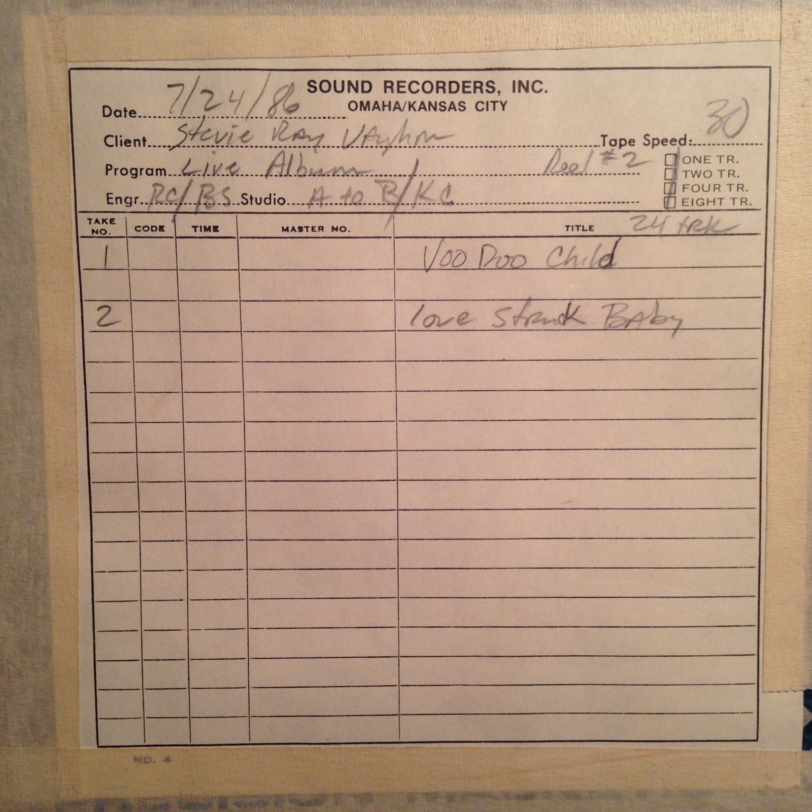Stevie Ray Vaughan Live Alive Master Tapes