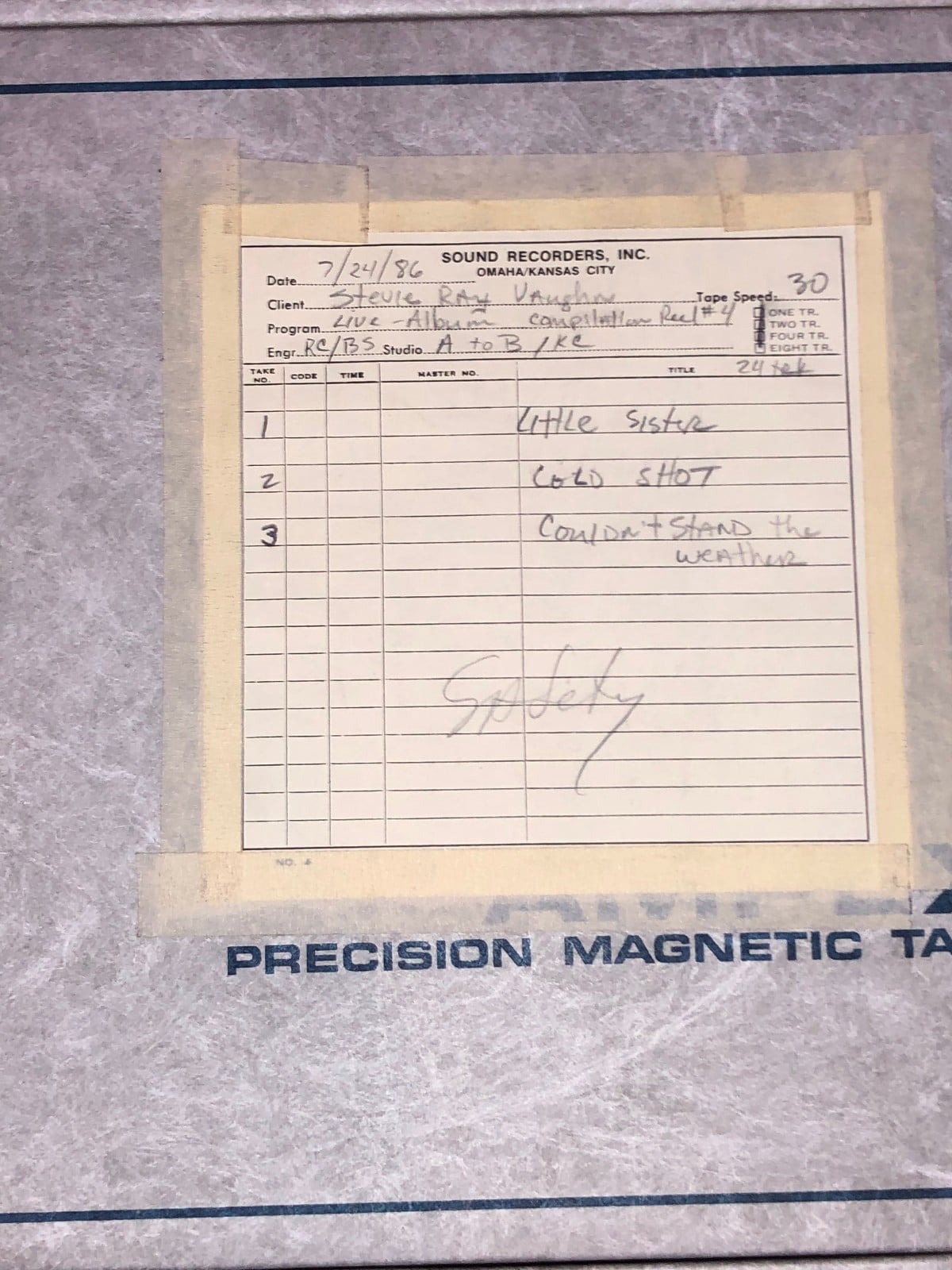 Stevie Ray Vaughan Live Alive Master Tapes