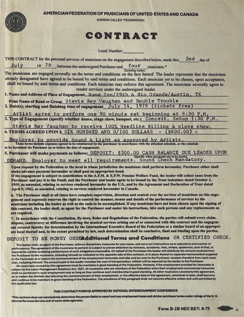 Early Double Trouble Tour Contract
