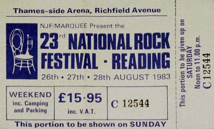 Texas Flood Tour Ticket Stub 1983 Reading Festival