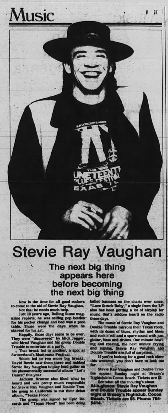 Texas Flood Tour Newspaper Advert