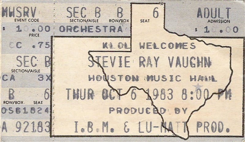 Texas Flood Tour Ticket Stub