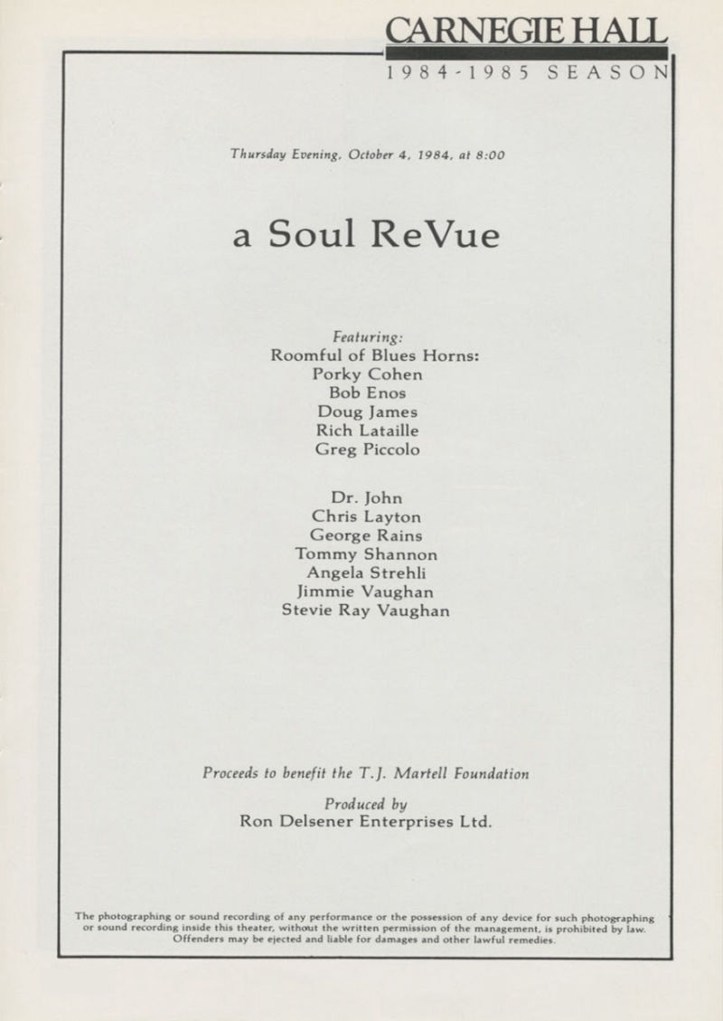 1984 Carnegie Hall Programme