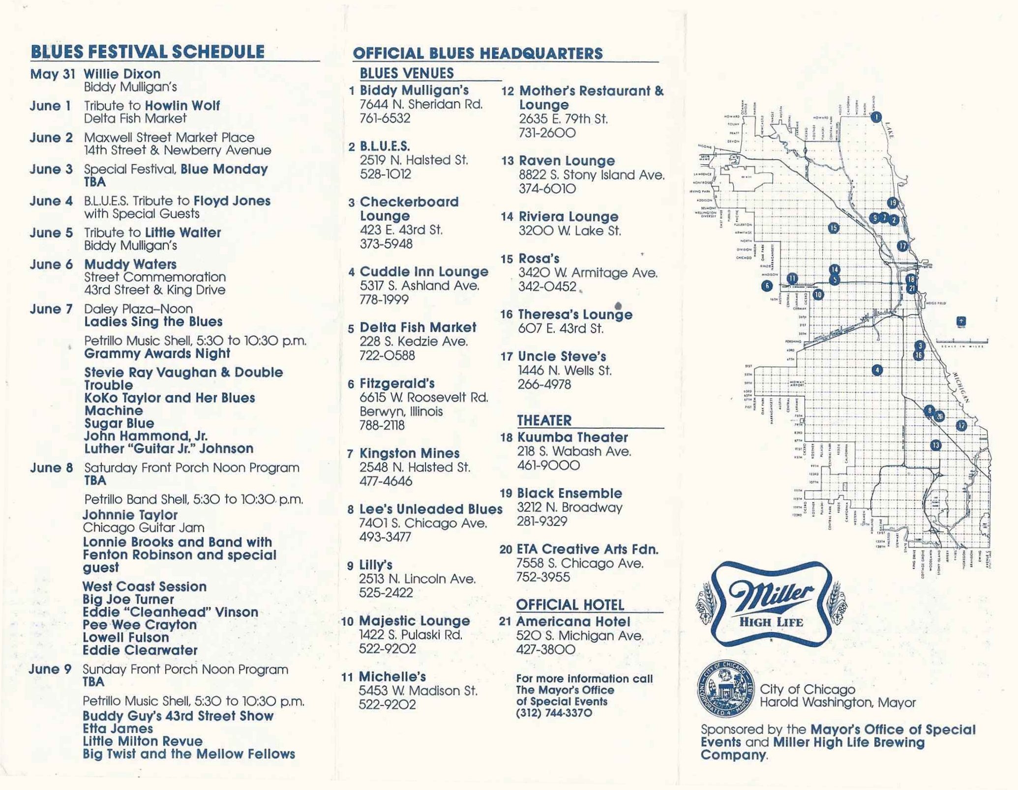 1985 Chicago Blues Festival Programme