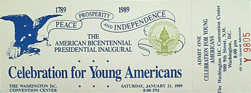 1989 President Bush Inauguration Party Ticket