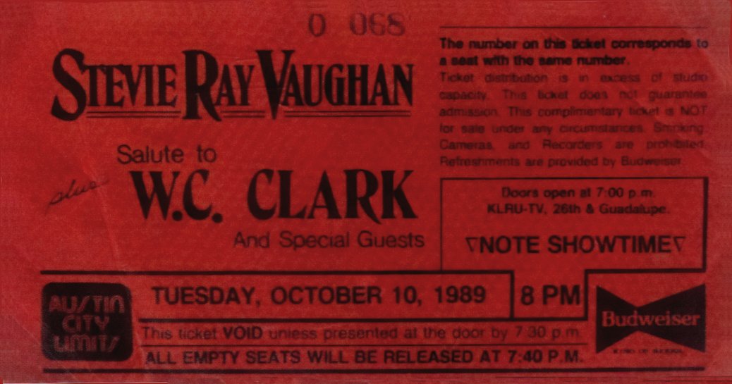Stevie Ray Vaughan Austin City Limits Ticket