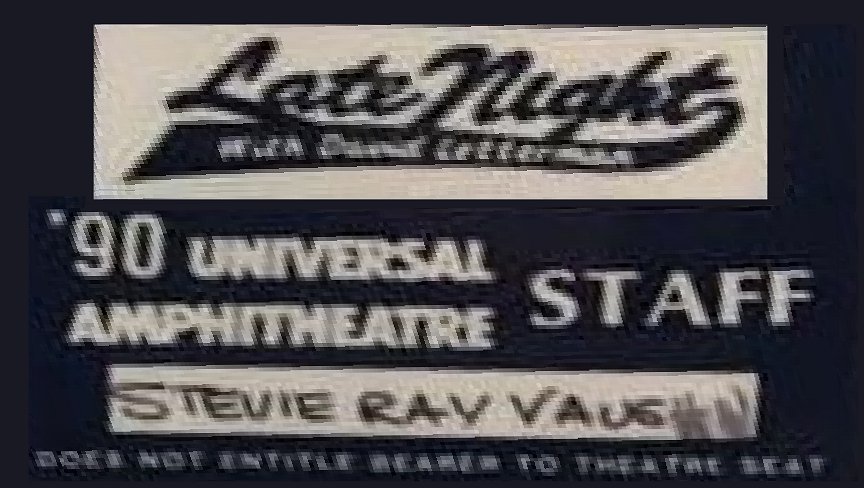 Stevie Ray Vaughan David Letterman Show Pass