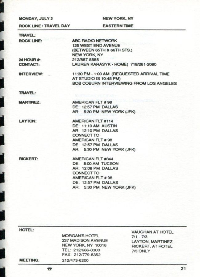 In Step Tour Itinerary