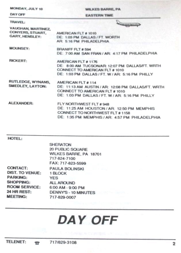In Step Tour Itinerary