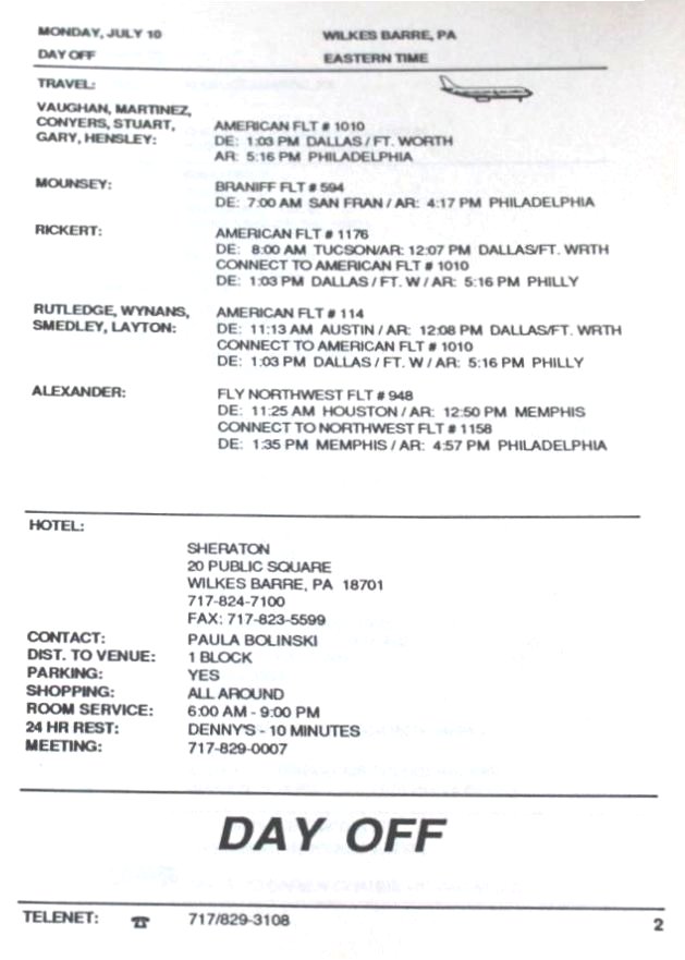 In Step Tour Itinerary