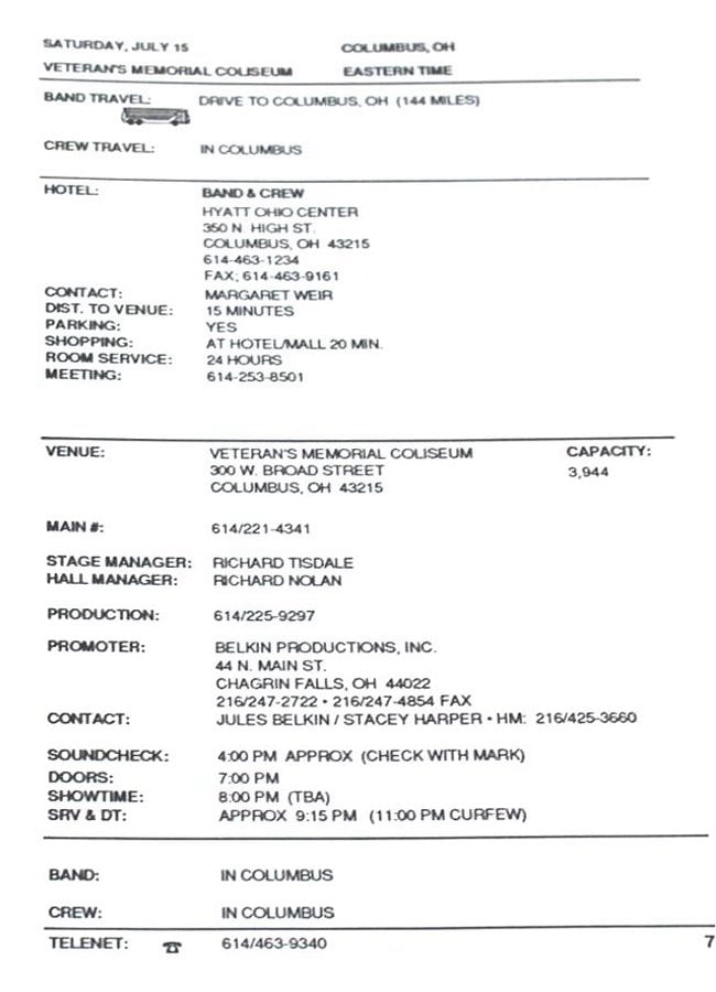 In Step Tour Itinerary