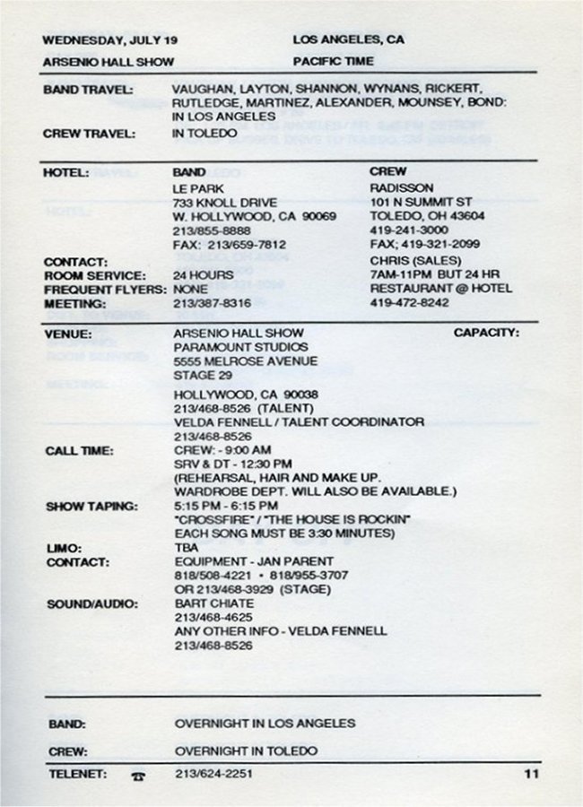 In Step Tour Itinerary
