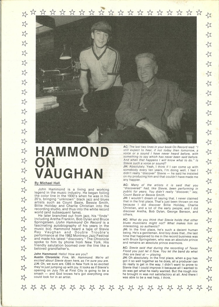Stevie Ray Vaughan - 1984 Australian Tour Program